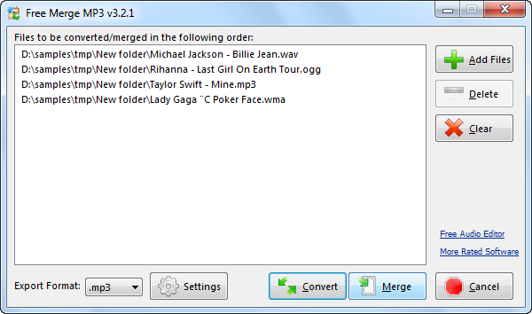 Click to view Free Merge MP3 5.0.3 screenshot